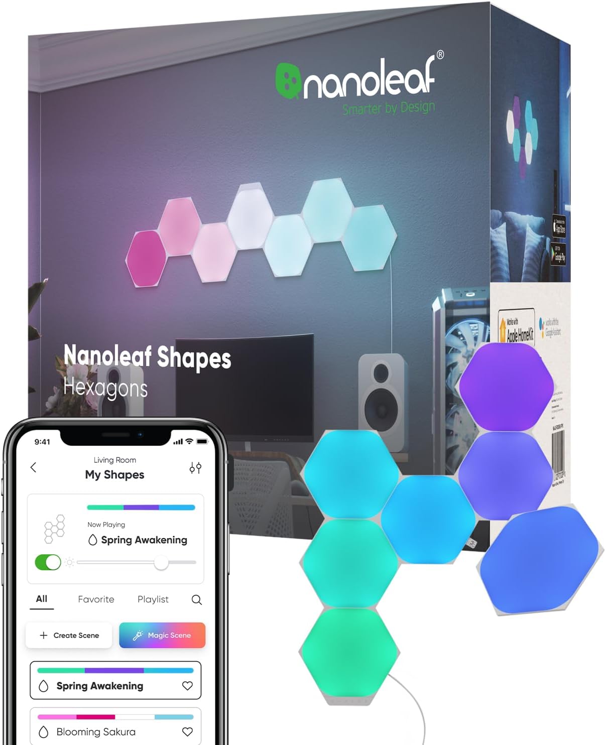 Nanoleaf Shapes Hexagons スターターパック 7枚入り Amazon.co.jp: Nanoleaf(ナノリーフ) Shapes Hexagon